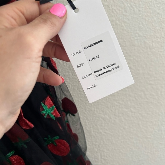 NWT Unique Vintage Black Strawberry Dress Large 10/12 strawberry novelty dress - Picture 5 of 13
